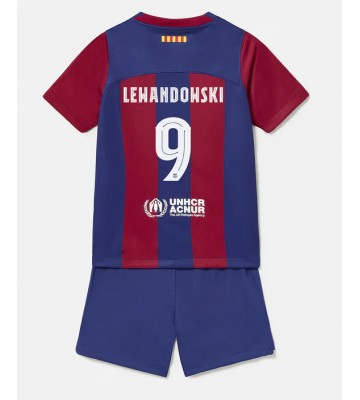Barcelona Robert Lewandowski #9 Replika Babytøj Hjemmebanesæt Børn 2023-24 Kortærmet (+ Korte bukser)